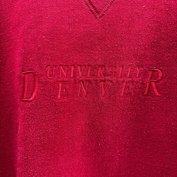 Vintage University of Denver Russell Athletic Made in USA Medium Red Sweatshirt - Picture 3 of 5